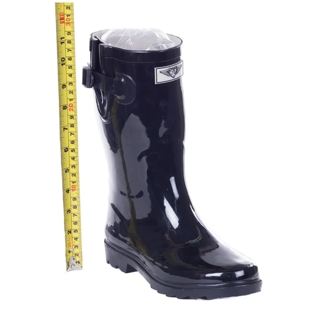 Women's Rainboots, MidCalf Rain Boots, RB-1602, Black